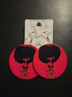 Round African Art  Earrings(Sexy Red)