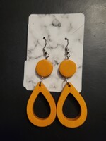 Fashion Wooden Earrings (Yellow Circle/Teardrop)