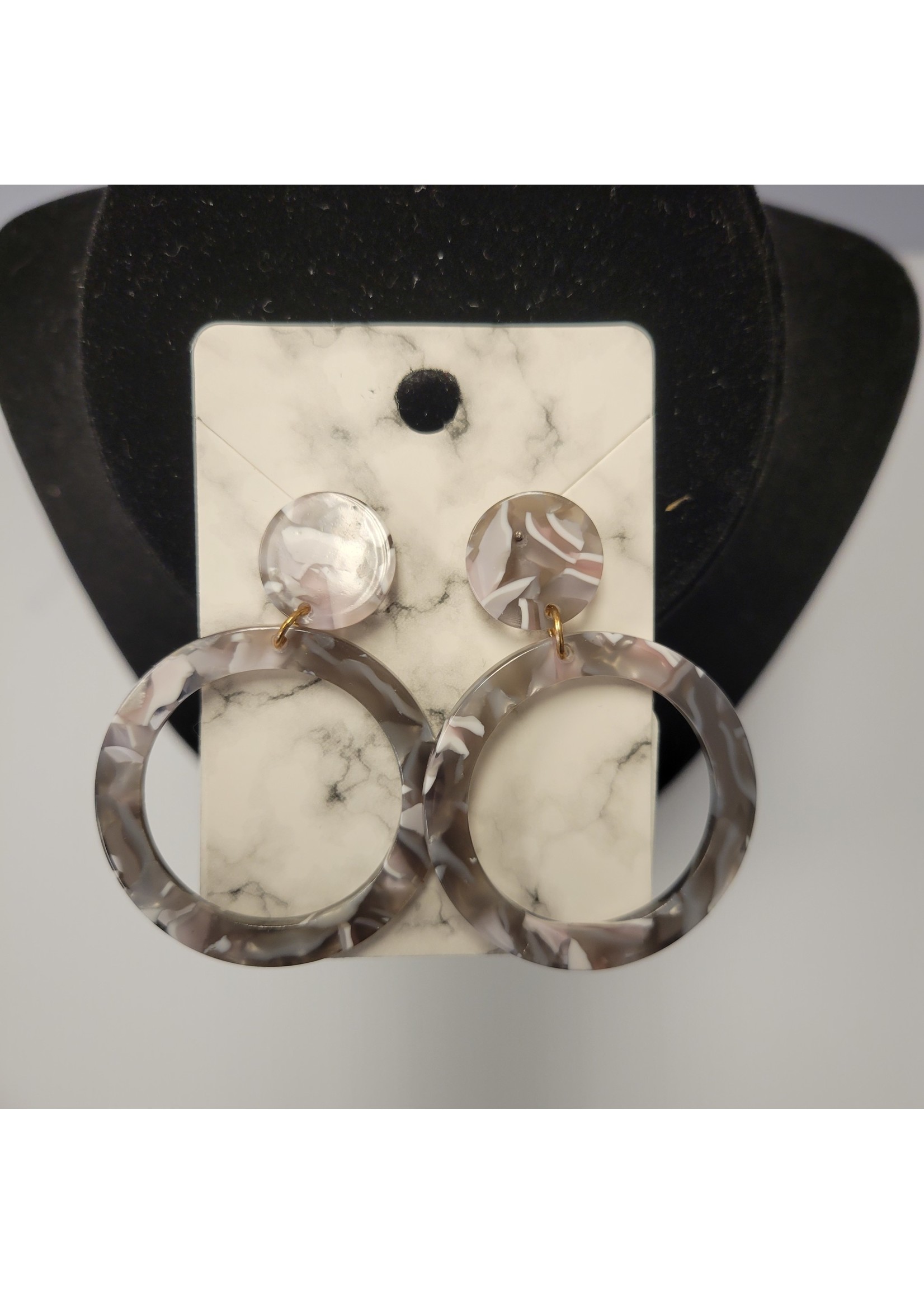 Gray Marble Hoop Earrings