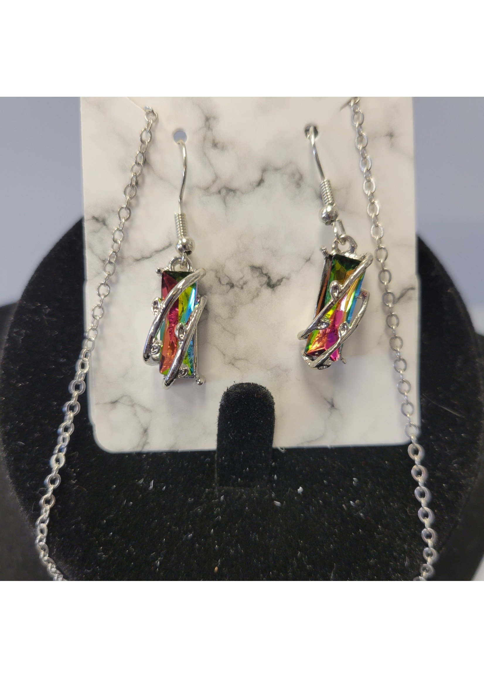 Wrapped Unicorn Crystal Earrings/Necklace Set