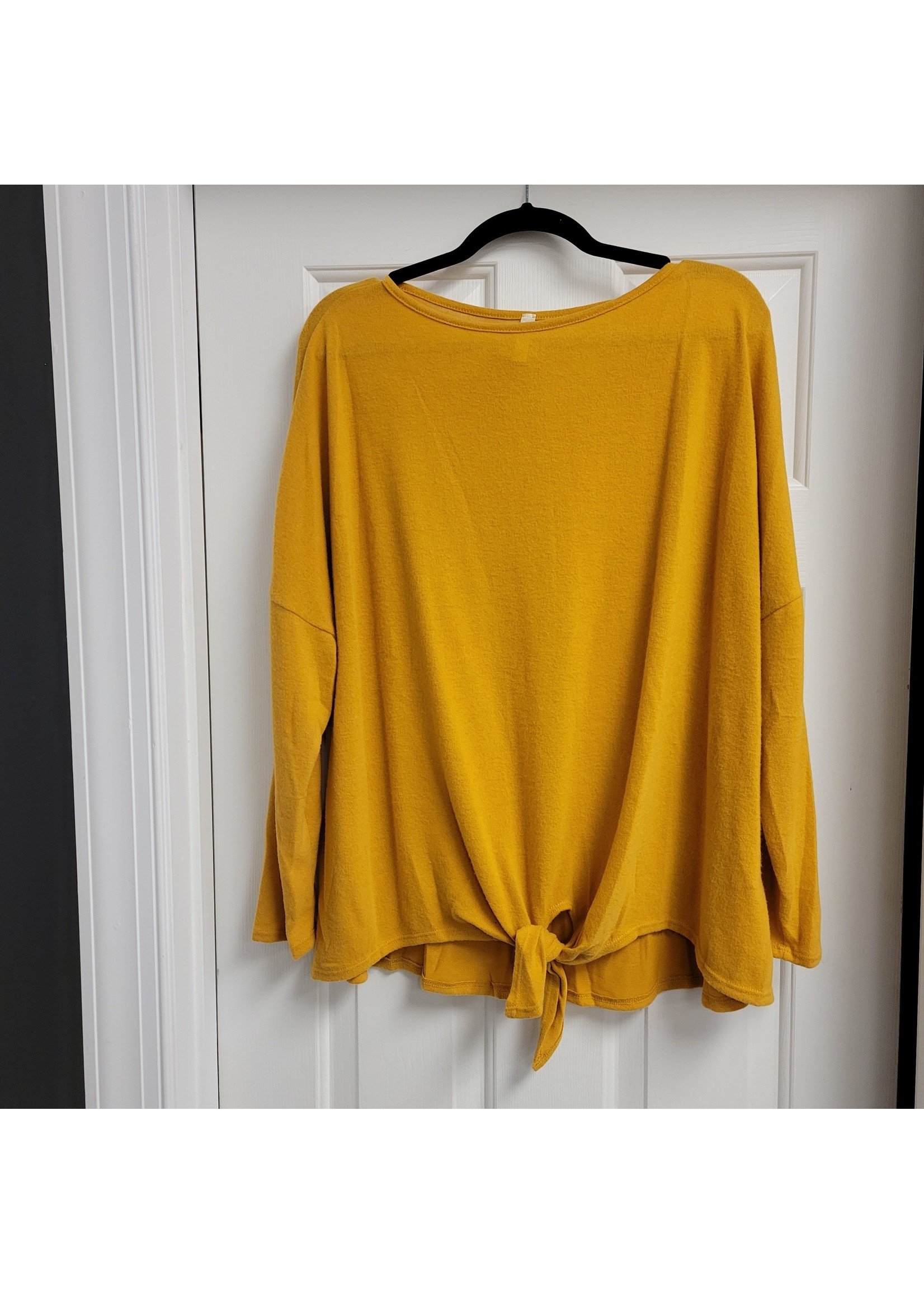 Emerald Mustard Front Knot Plus Size Casual Top *NEW*