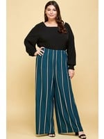 Emerald Green Striped Plus Size Palazzo Pants *NEW*