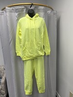 Zenana Neon Lime Hoodie & Jogger Set