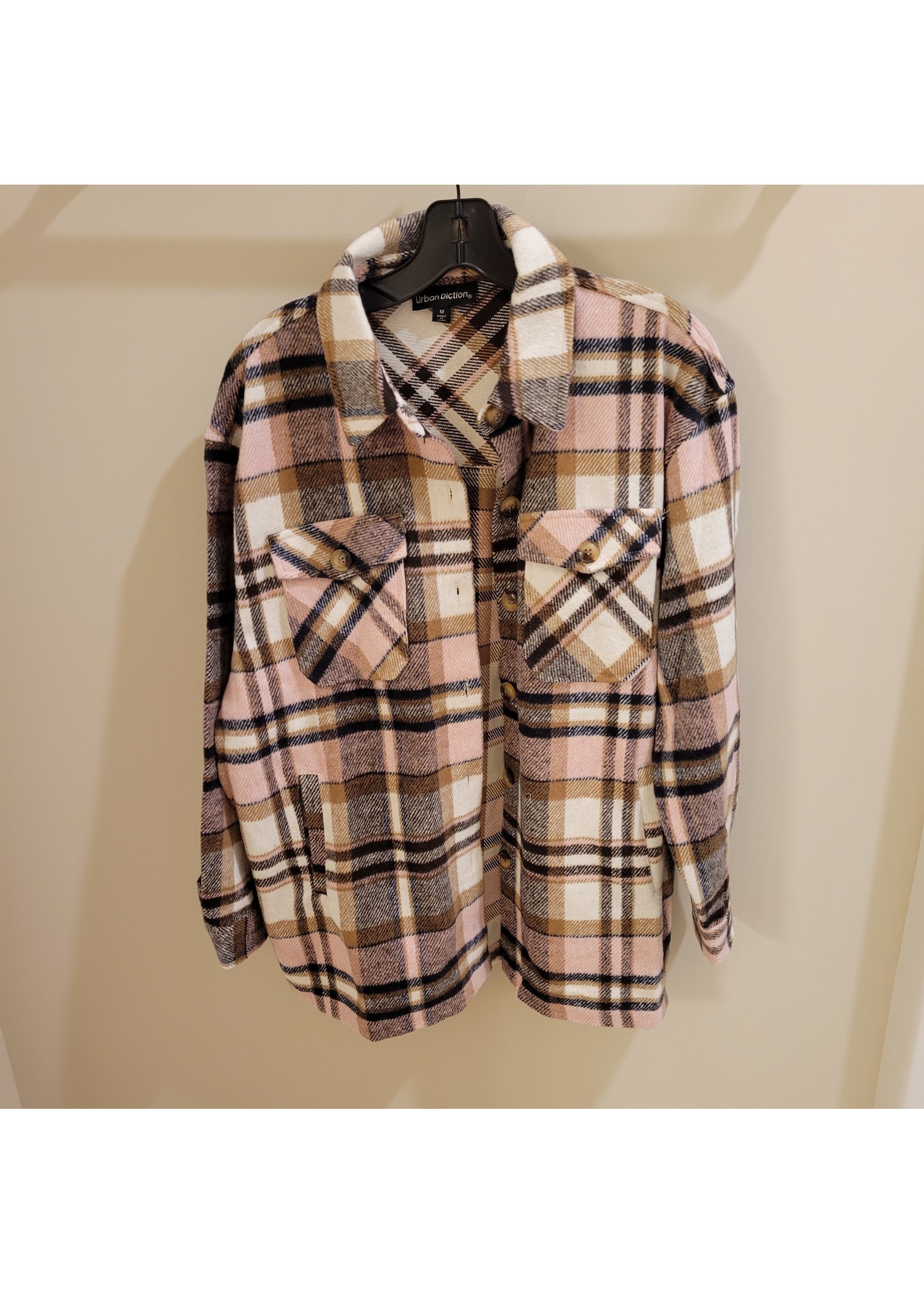 Urban Diction Pink Multi Plaid Shacket NEW!