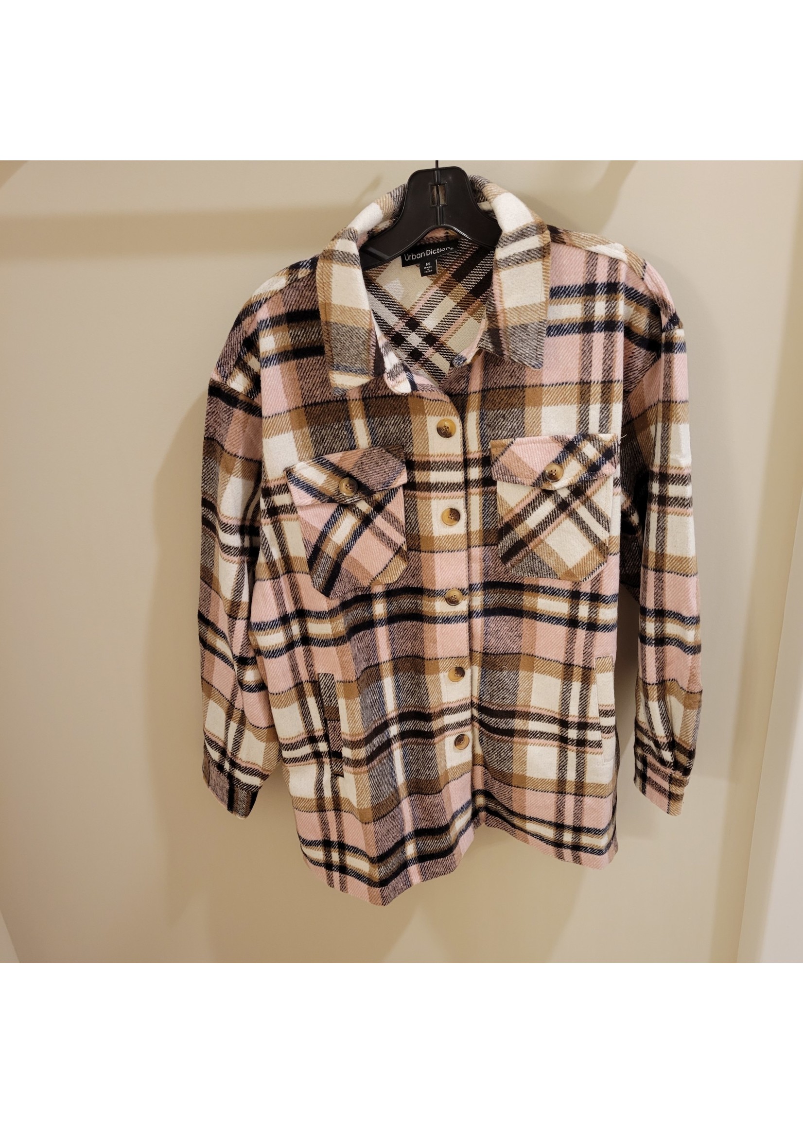 Urban Diction Pink Multi Plaid Shacket NEW!