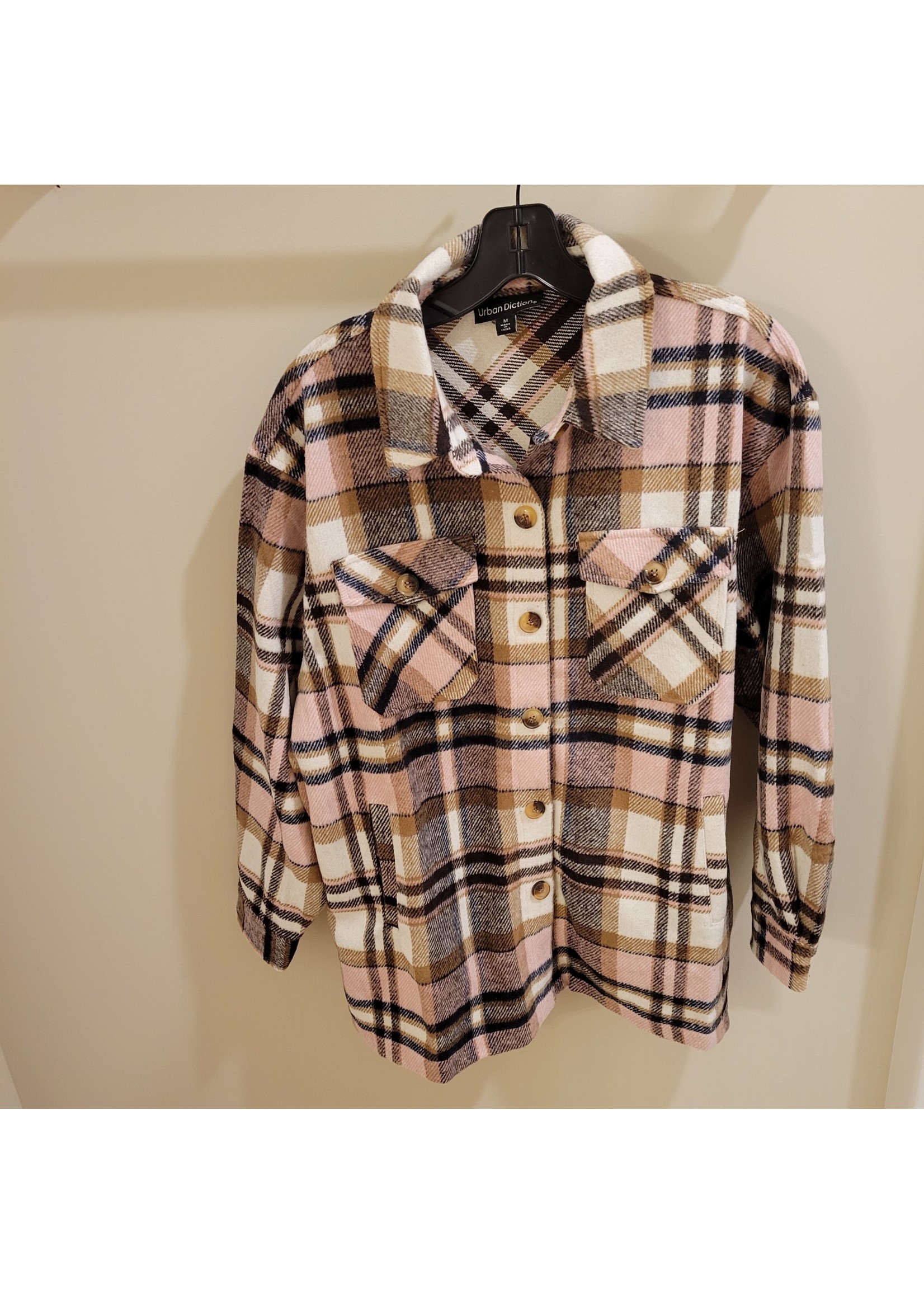 Urban Diction Pink Multi Plaid Shacket NEW!