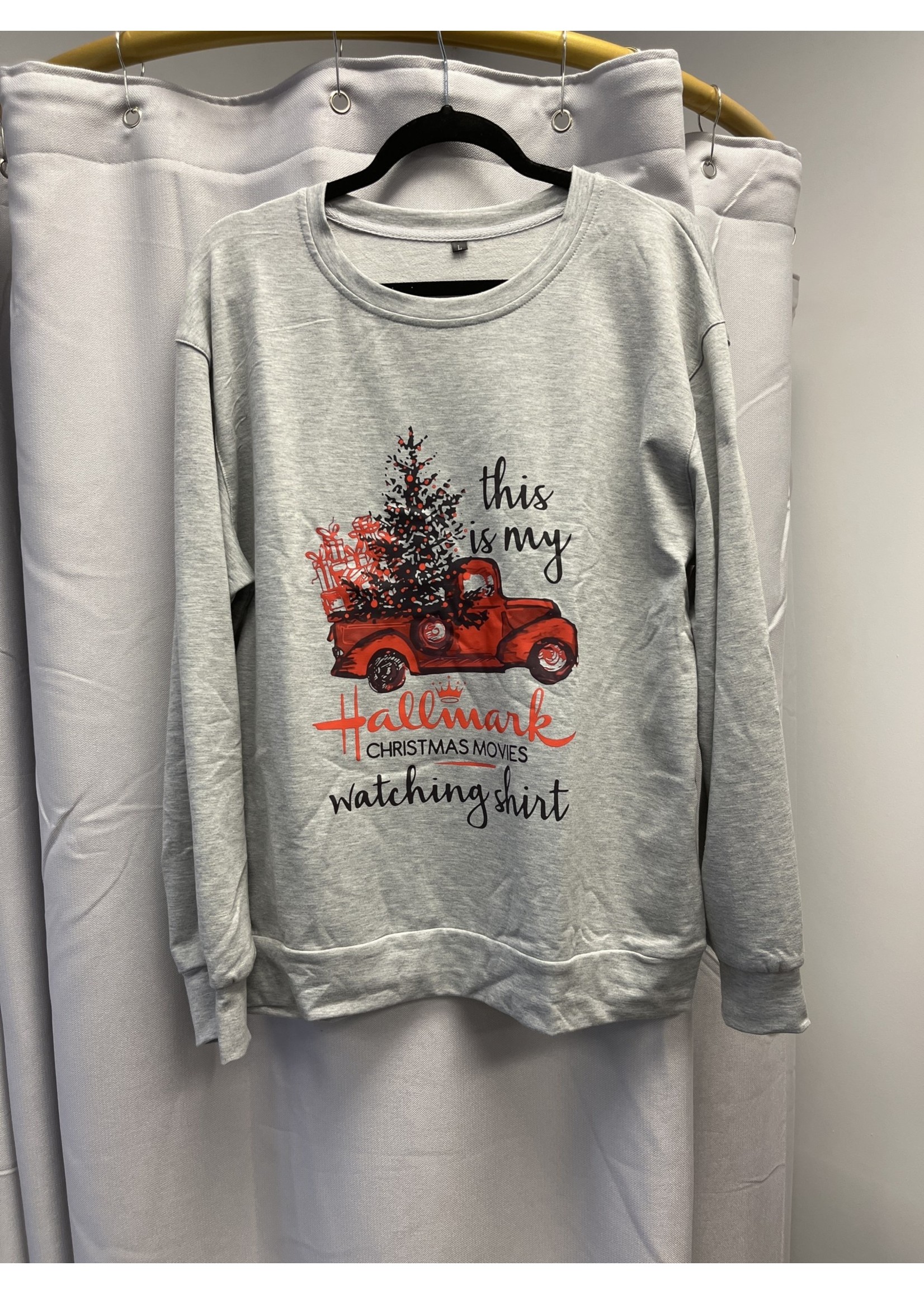 Unishe Grey Hallmark Xmas Movies Watching Sweatshirt