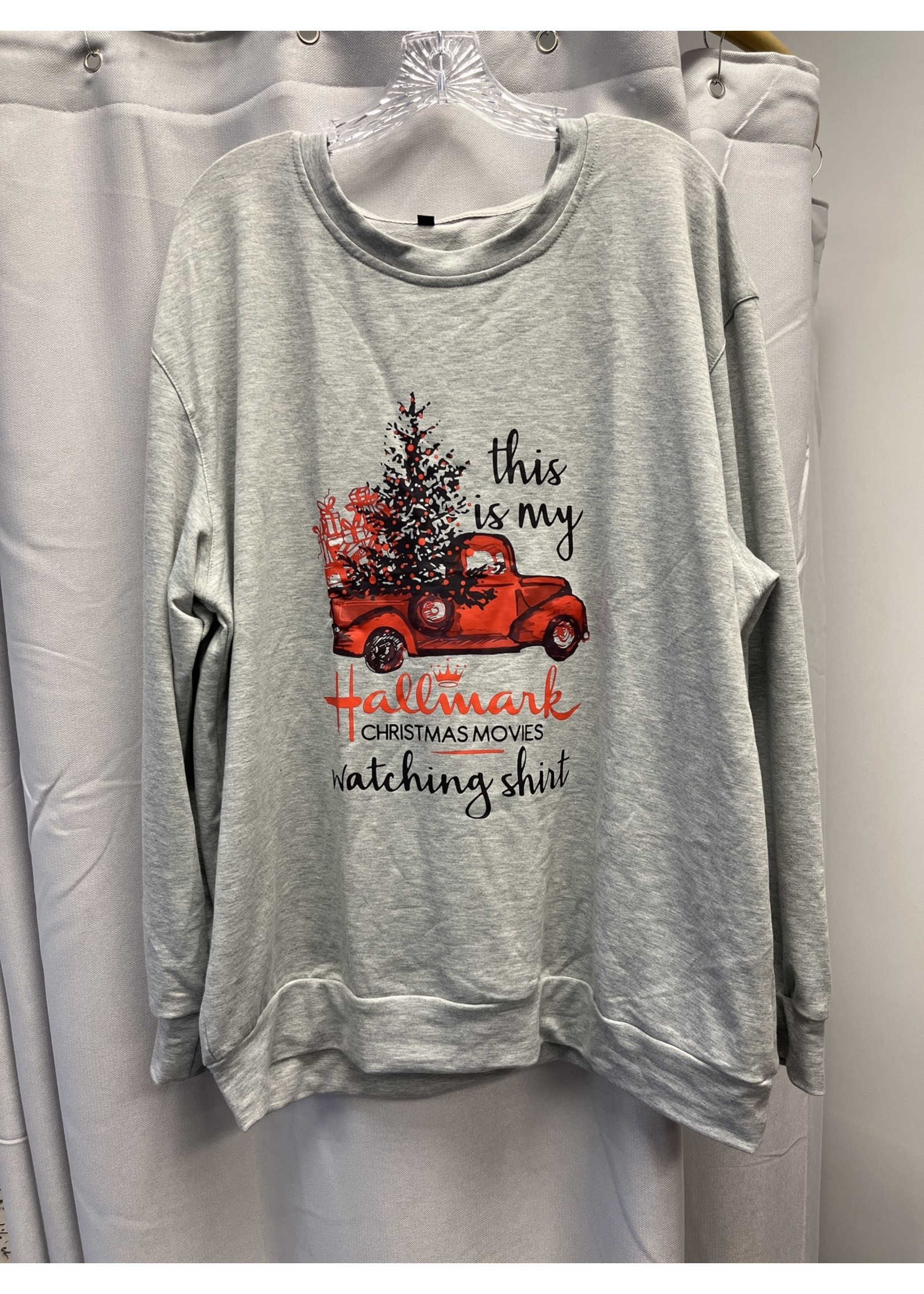 Unishe Grey Hallmark Xmas Movies Watching Sweatshirt