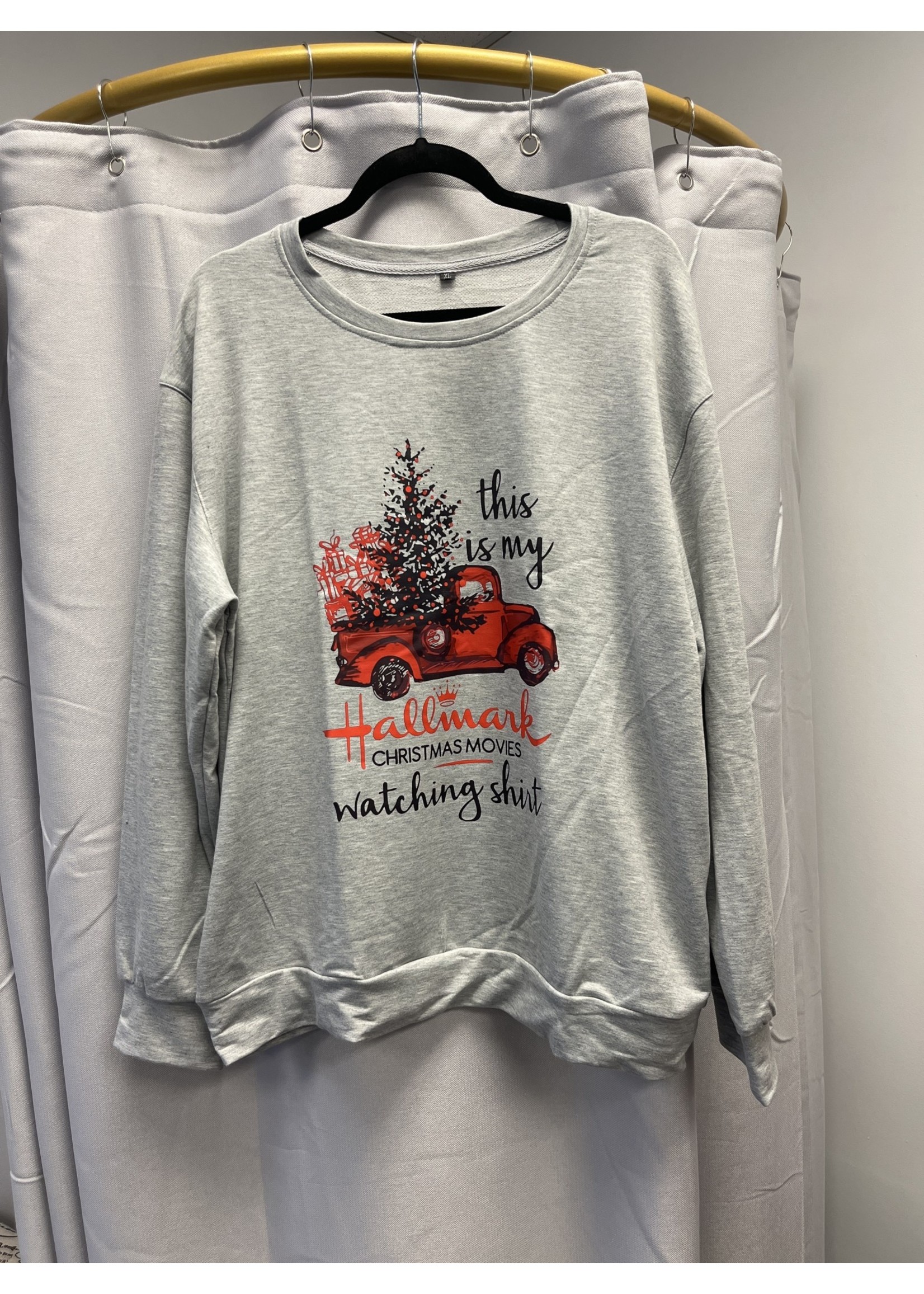 Unishe Grey Hallmark Xmas Movies Watching Sweatshirt