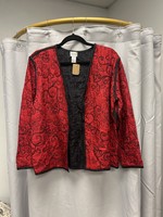 Chicos Chico's Red and Black Silk Cardigan (1) Pre-owned