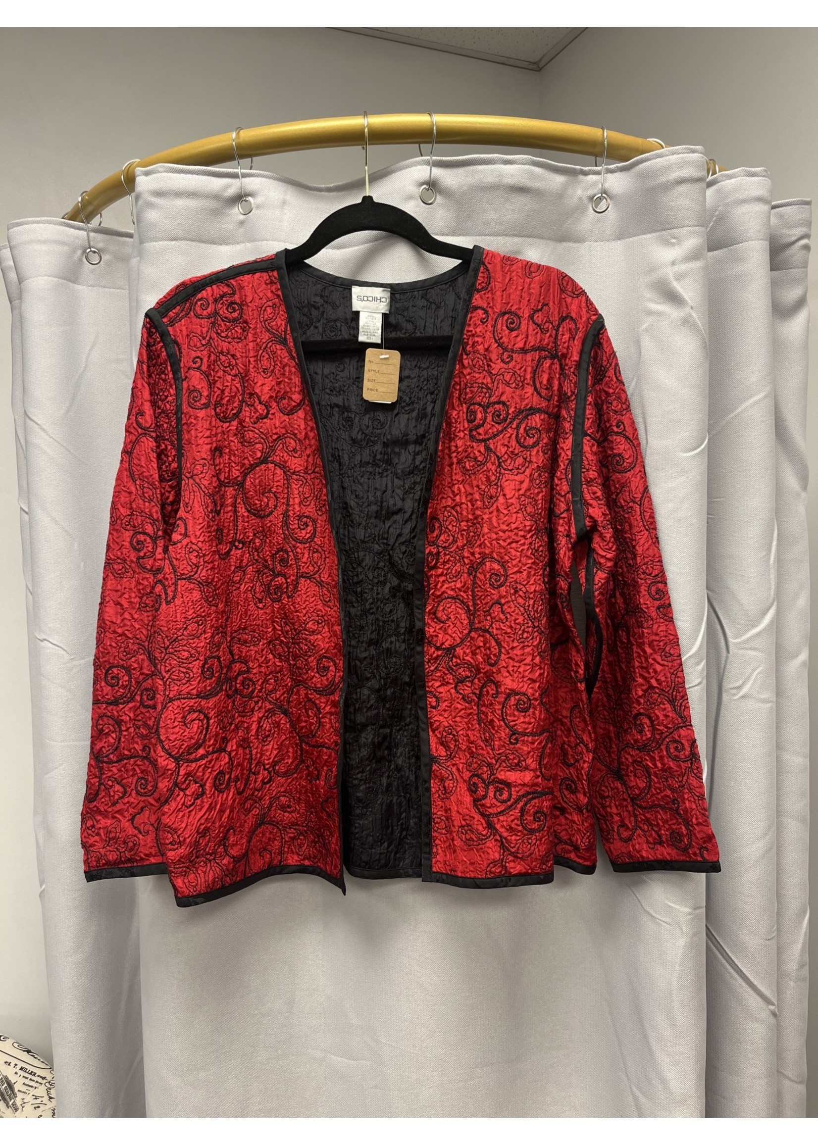 Chicos Chico's Red and Black Silk Cardigan (1) Pre-owned