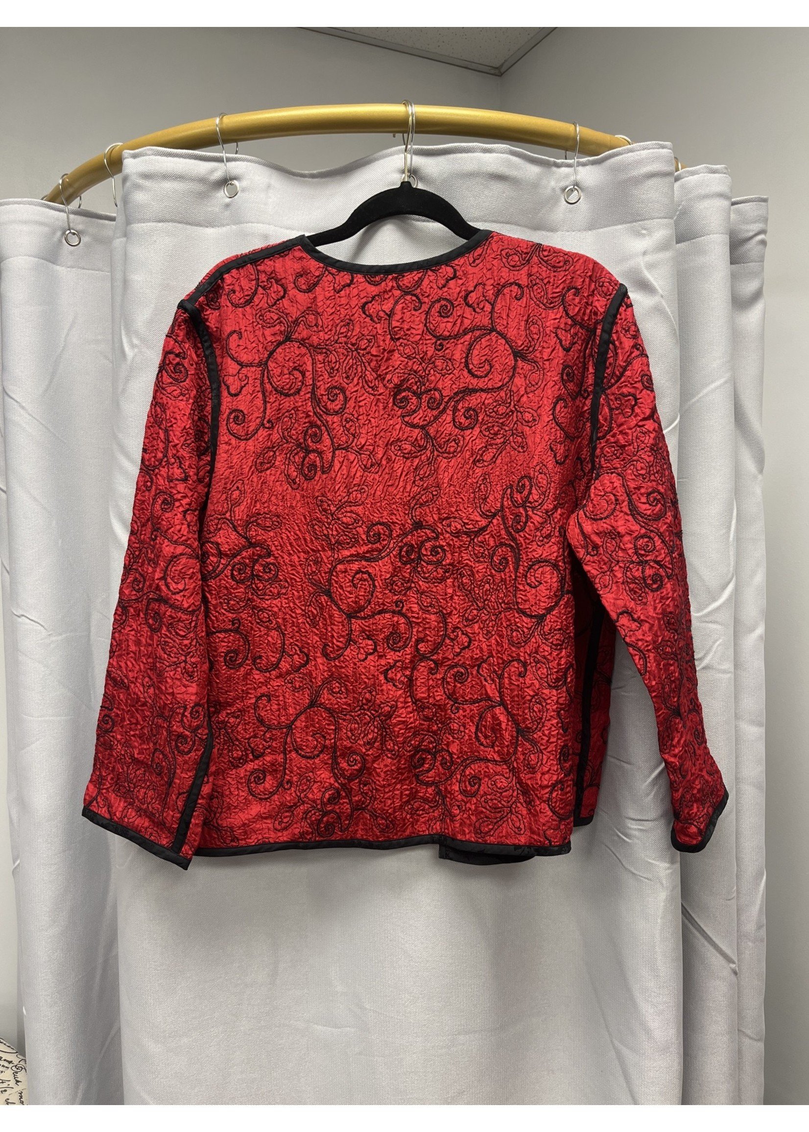 Chicos Chico's Red and Black Silk Cardigan (1) Pre-owned