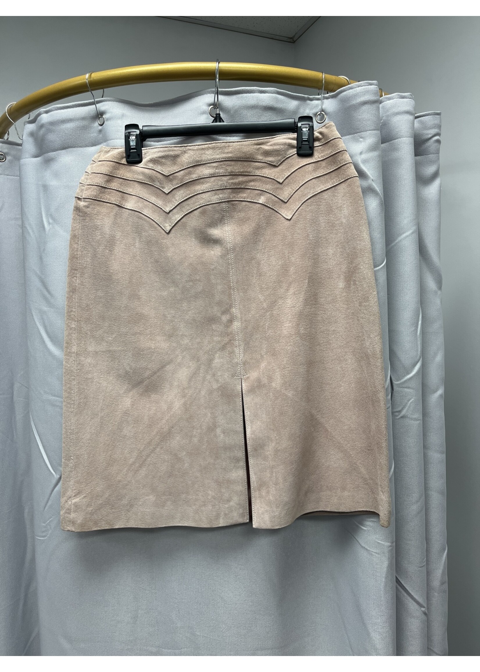 Margaret Godfrey Pink Leather Suede Skirt (10) Pre-owned