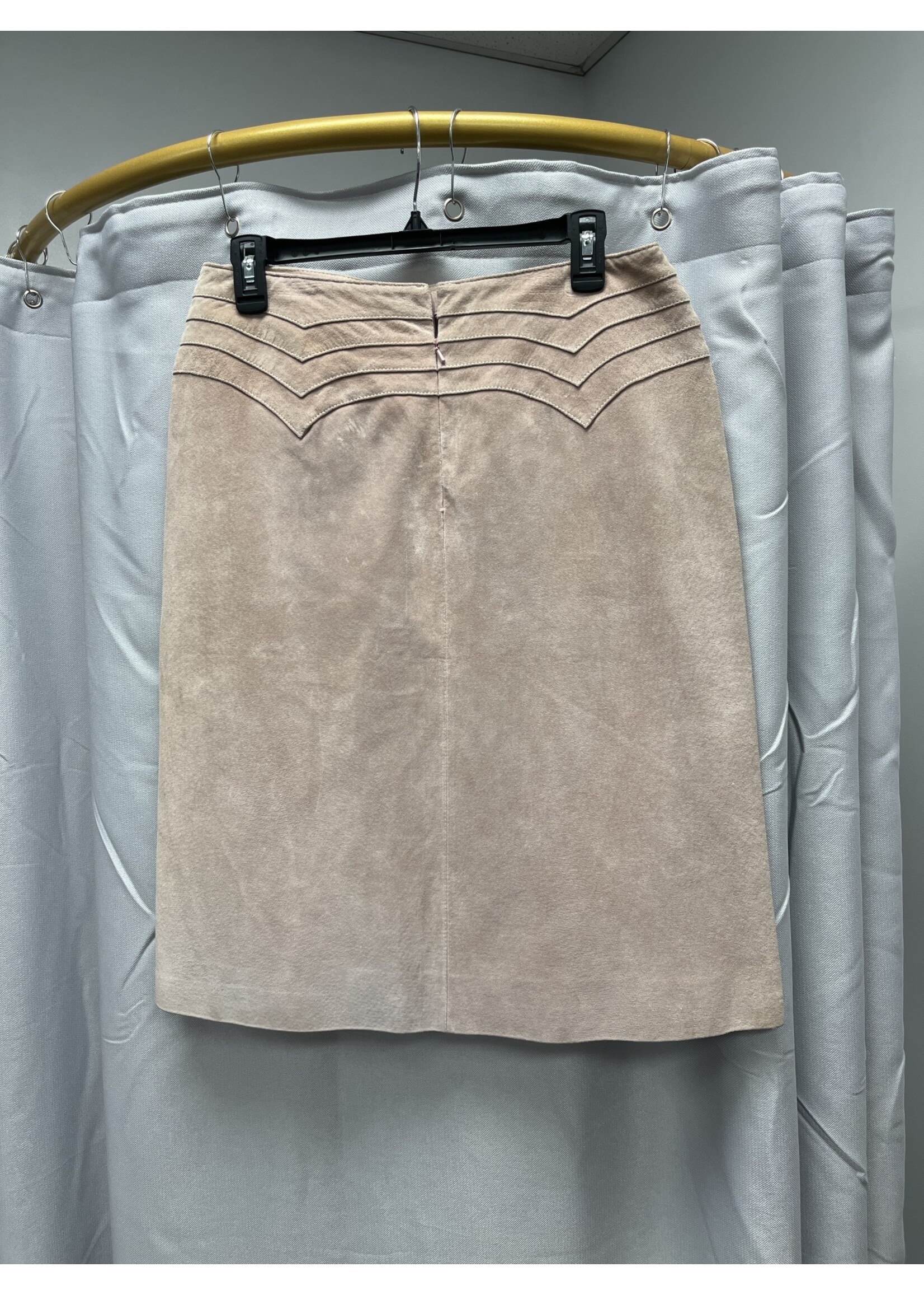 Margaret Godfrey Pink Leather Suede Skirt (10) Pre-owned