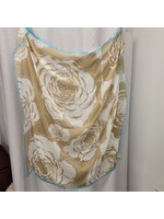 Echo Echo Beige Floral Scarf w/ Turqoise fringe (OS) Gently used