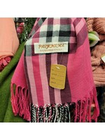 Pink Plaid Pashmina Scarf With Fringe (OS)Pre-owned