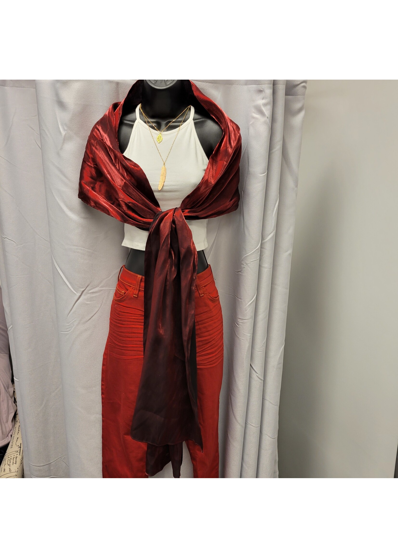 Double Face Red/Black Silk Wrap/Scarf (OS)Pre-owned