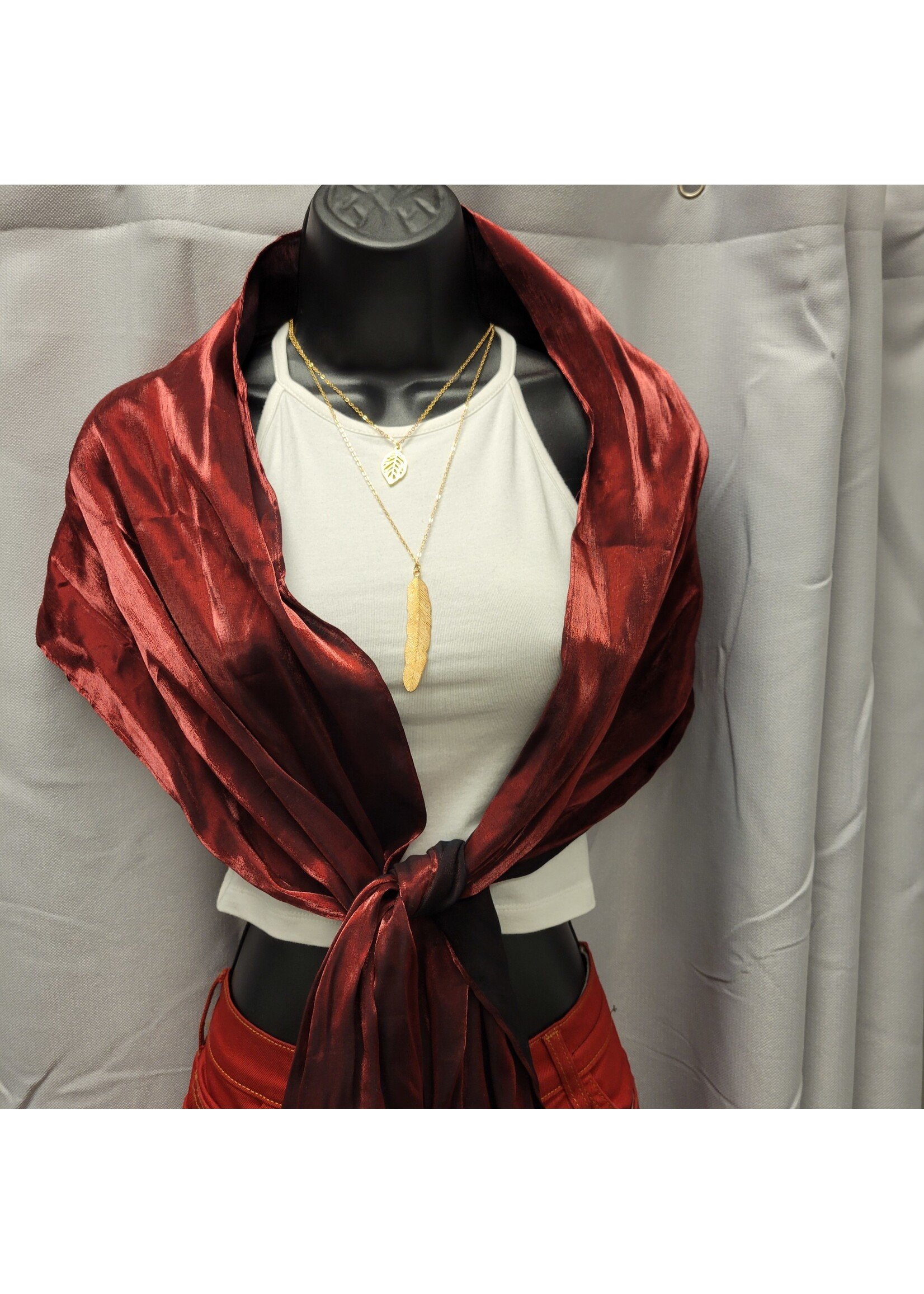 Double Face Red/Black Silk Wrap/Scarf (OS)Pre-owned