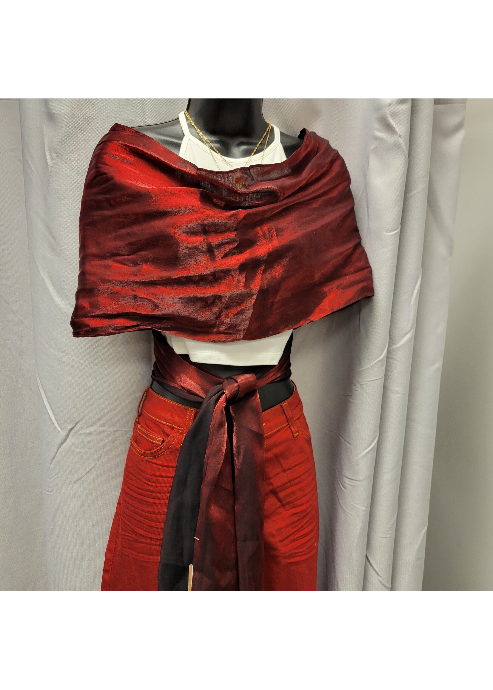 Double Face Red/Black Silk Wrap/Scarf (OS)Pre-owned