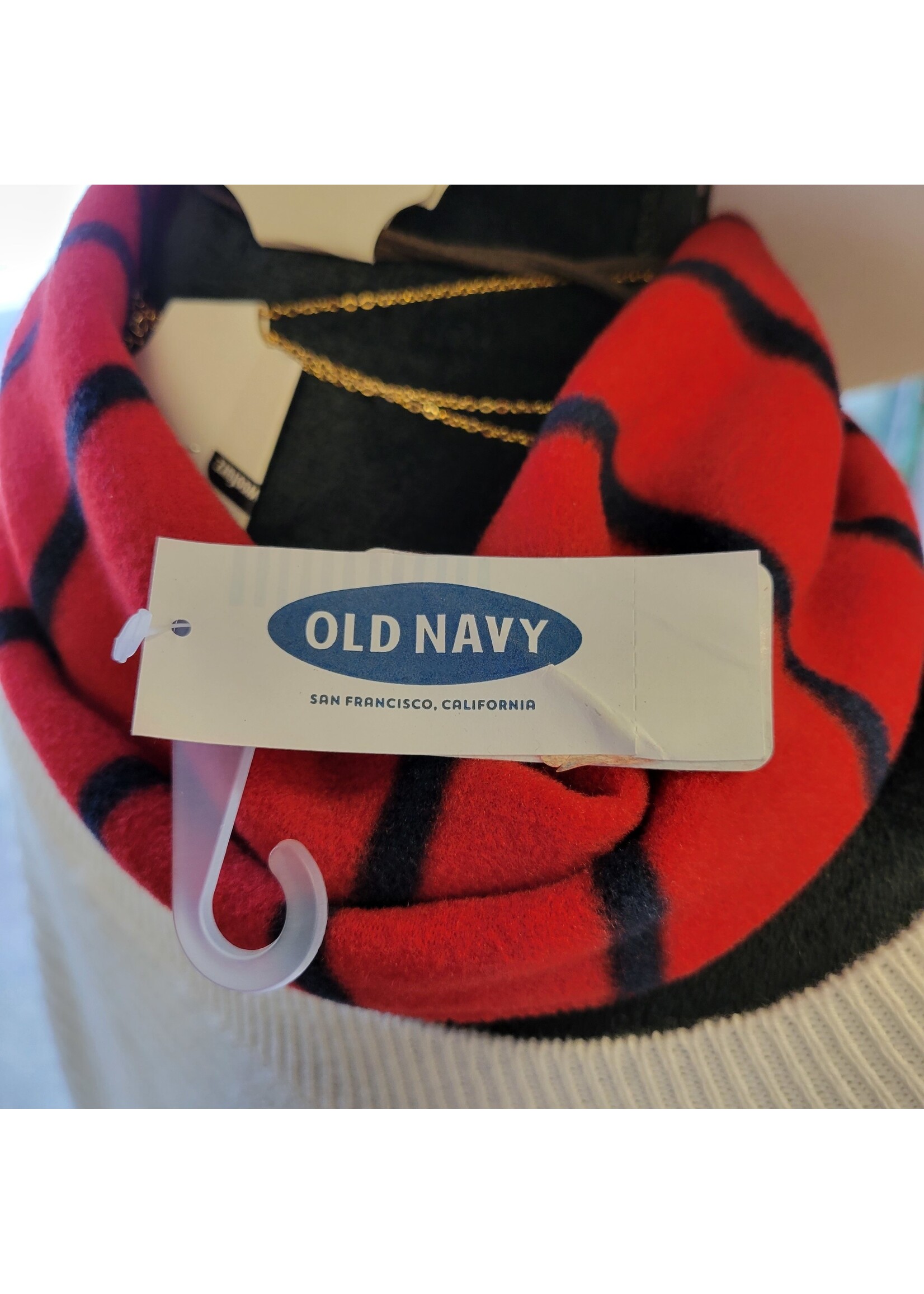 Old Navy Red Scarf w/ Blue Stripes (NWT)