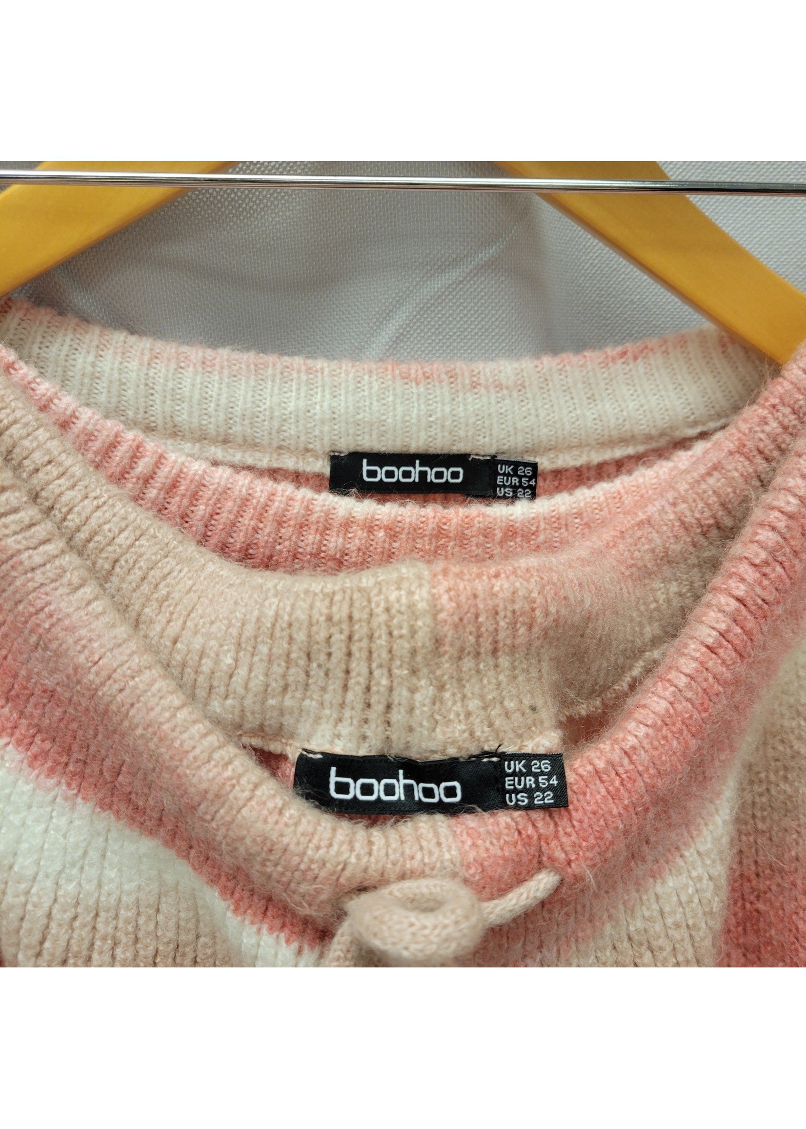 BooHoo Pink Striped Knit Sweater Set (22) Pre-owned