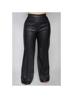 Canvas Plus Size Wide Leg PU Black Leather Pants