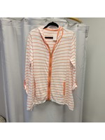 Chicos Chico's Orange and White Striped Zip Hoodie (L)Pre-owned