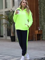 Zenana Neon Soft Sherpa Half Zip Pullover NEW!