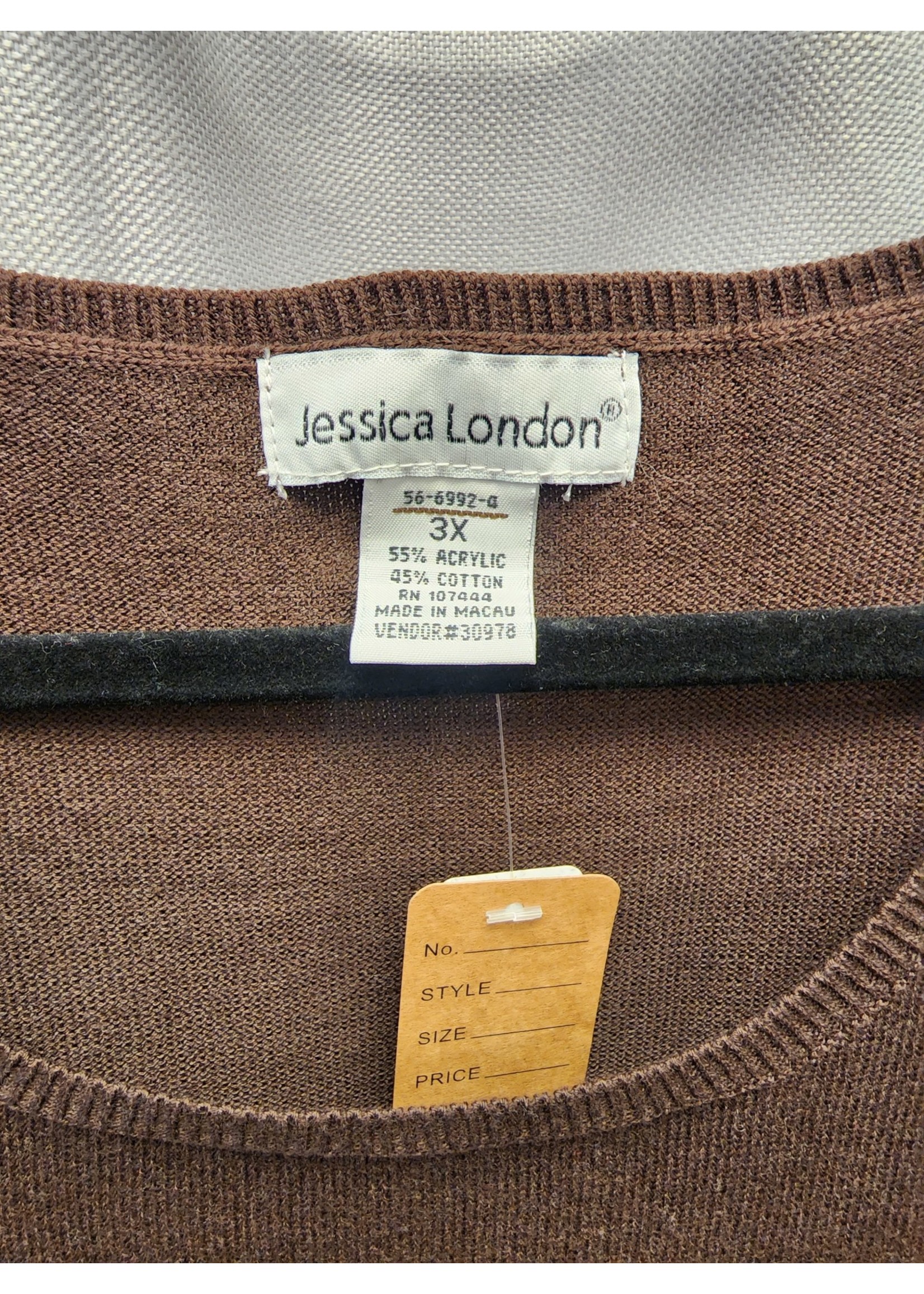 Jessica London Jessica London Plus Chocolate Short Sleeve Sweater (3X) nwot