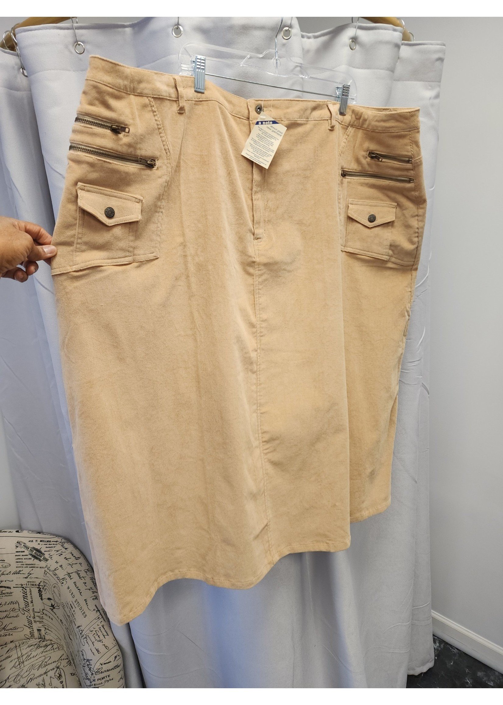 Denim 24/7 Denim 24/7 Light Brown Corduroy Skirt (34W) NWT