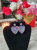 The Pretty Jewellery Rainbow Beaded Heart Earrings NEW!