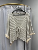 H&M H&M Fringe Lined Cream Striped Poncho (XS) Pre-owned