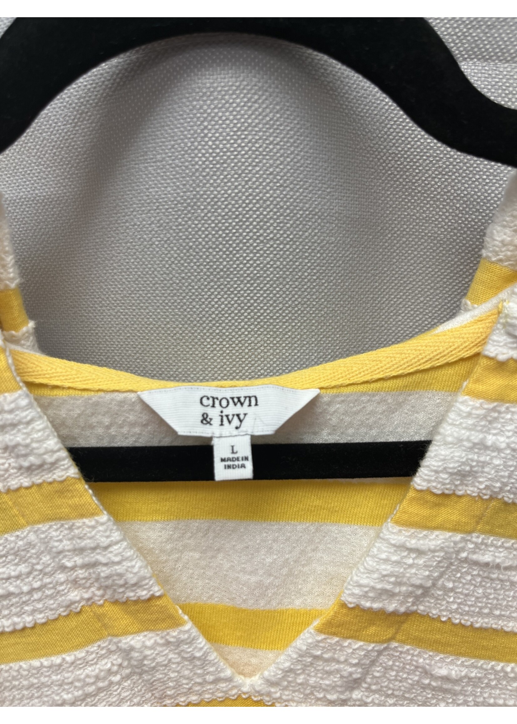 Crown & Ivy Crown & Ivy Yellow/White Striped Terry Hoodie (L) (NWT)