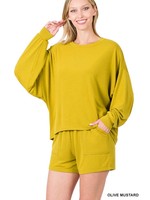 Zenana Olive Mustard Top and Shorts Set