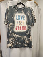 Ms Bleached Tees N More Bleached Black "Love Like Jesus" Tee (L)*New*