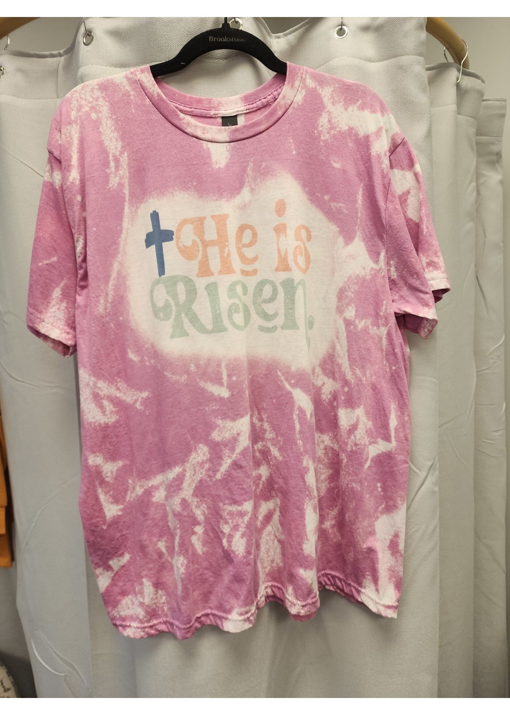 Ms Bleached Tees N More Bleached Pink "He Is Risen" Tee (XL) *New*