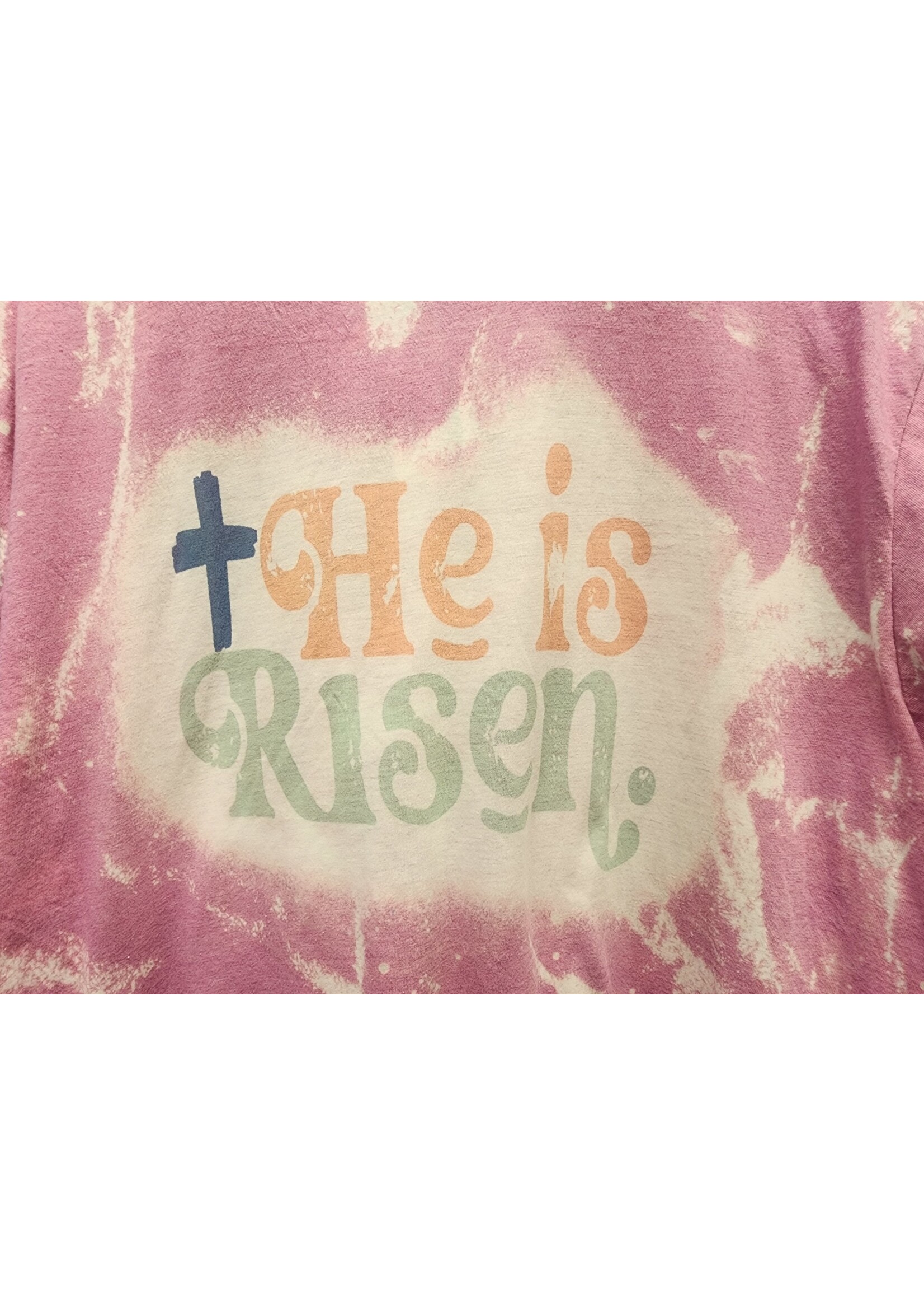 Ms Bleached Tees N More Bleached Pink "He Is Risen" Tee (XL) *New*