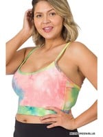 Zenana Plus Tie Dye Padded Bra and Biker Short Set (3X) *NEW*