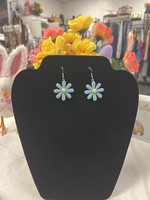 Blue Daisy Flower Earrings