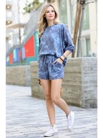 Color Alien Blue Tie Dye Top and Shorts Set