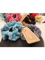 Crochet By Niki Large (2 pack) Chenille Gray and Teal Handmade Scrunchies