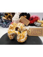 Crochet By Niki XL Acrylic Gold/White Handmade Scrunchie