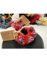 Crochet By Niki XL Chenille Red/Gray Handmade Scrunchie