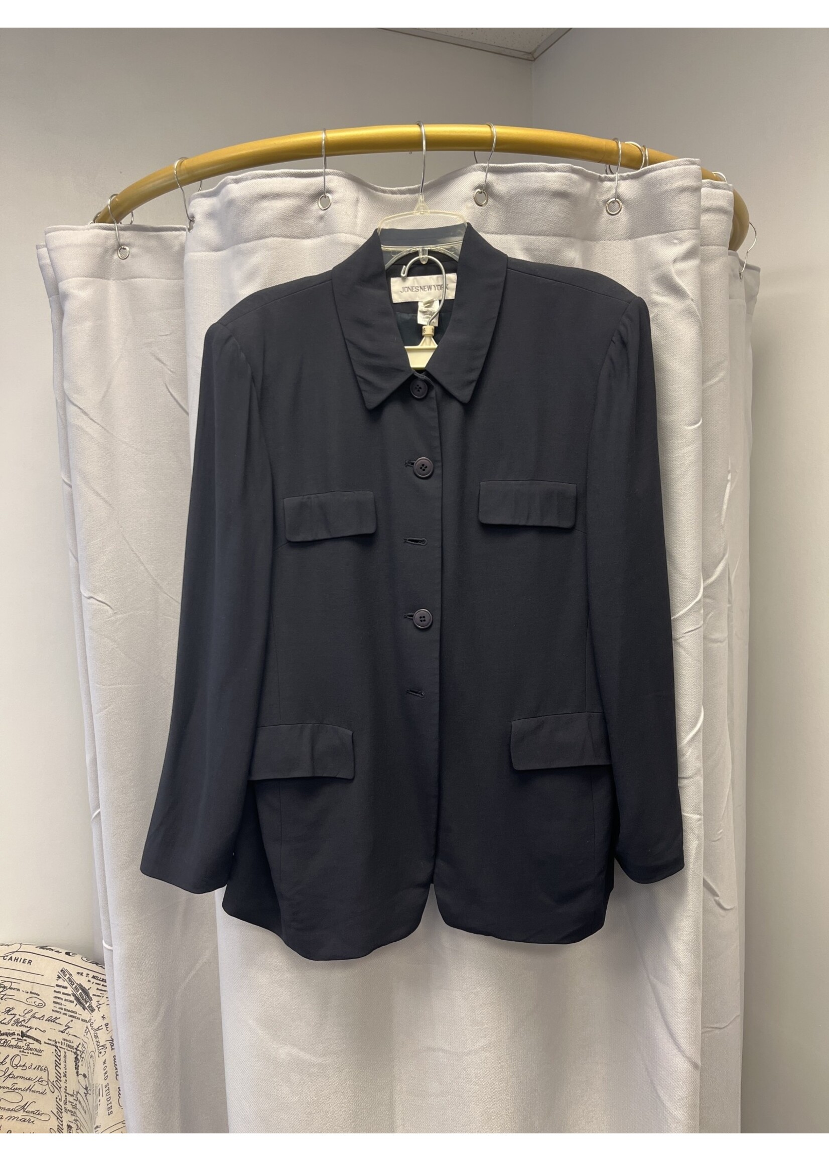 Jones New York Jones New York Navy Two Piece Jacket and Skirt Suit (14) (Pre-owned)