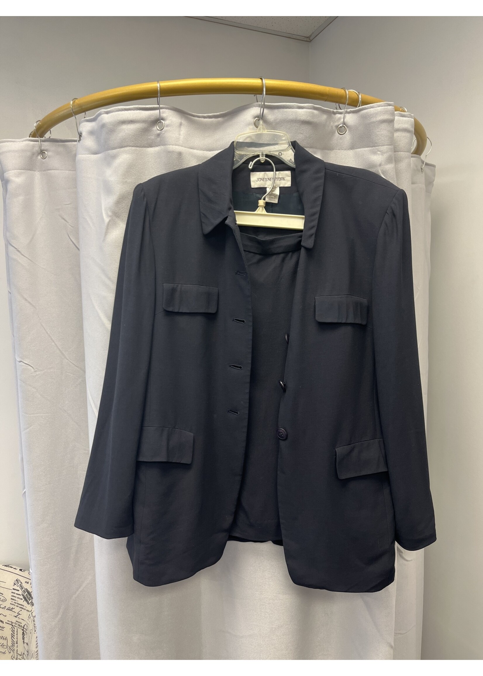 Jones New York Jones New York Navy Two Piece Jacket and Skirt Suit (14) (Pre-owned)