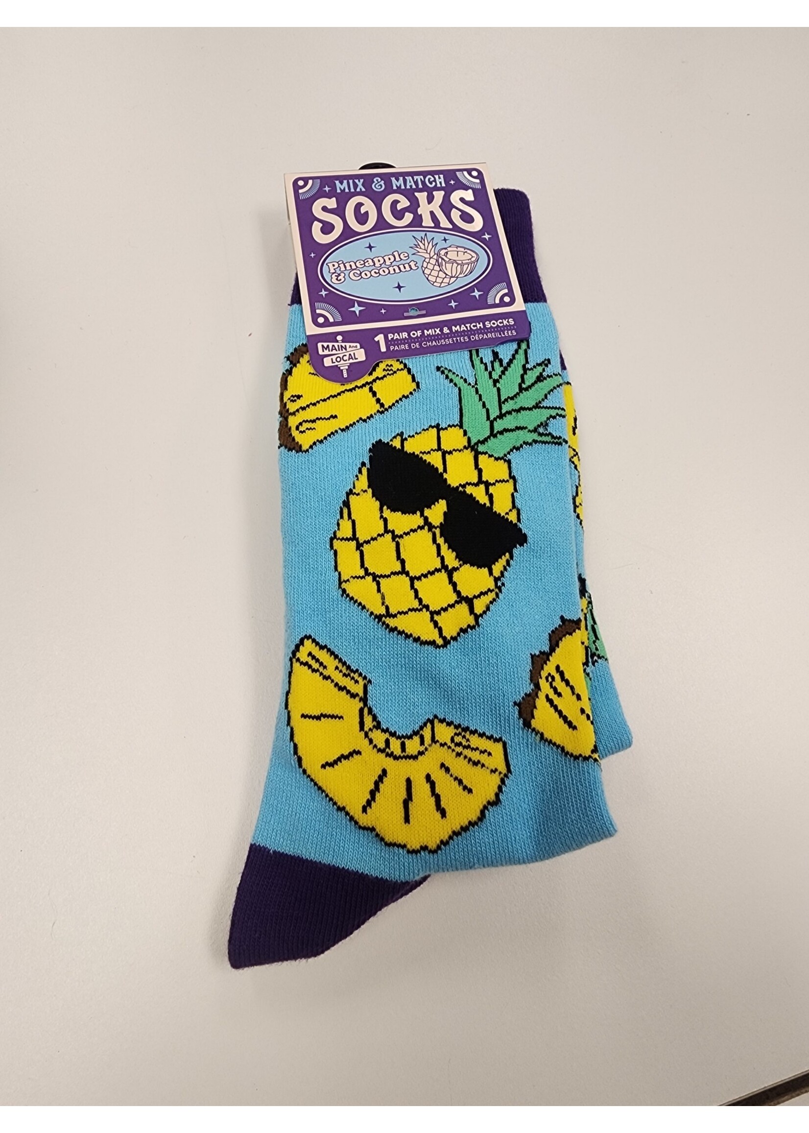 Main And Local Mix & Match Socks (Pineapple & Coconut) OS