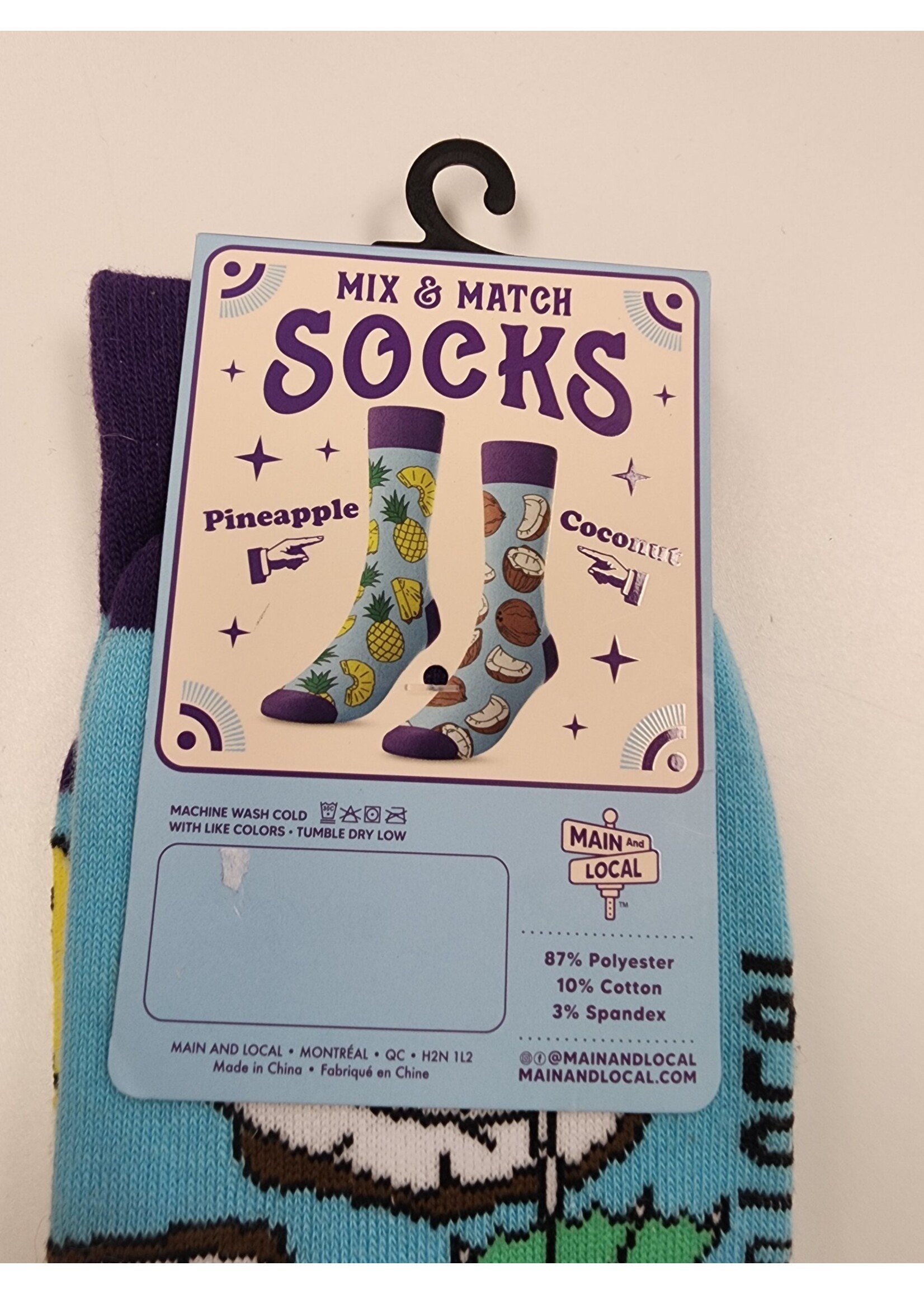 Main And Local Mix & Match Socks (Pineapple & Coconut) OS