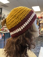 Crochet By Niki Crochet Gold/Garnet/White Beanie (OS)