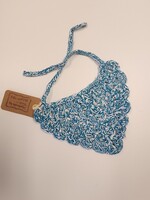 Crochet By Niki Crochet Heather Blue Med Pet Bandana With Tie Straps (cotton)