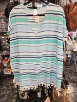 Kona Sol Kona Sol Green Striped Swimming Tunic Cover Up (S) Pre-owned